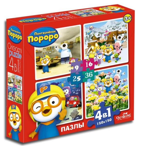 Пазл Origami 4 в 1 Каникулы Пороро 02173