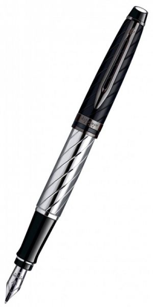 Ручка перьевая WATERMAN Expert 3 (S0963290) Precious CT Black (F) чернила: синий нержавеющая сталь перо нержавеющая сталь